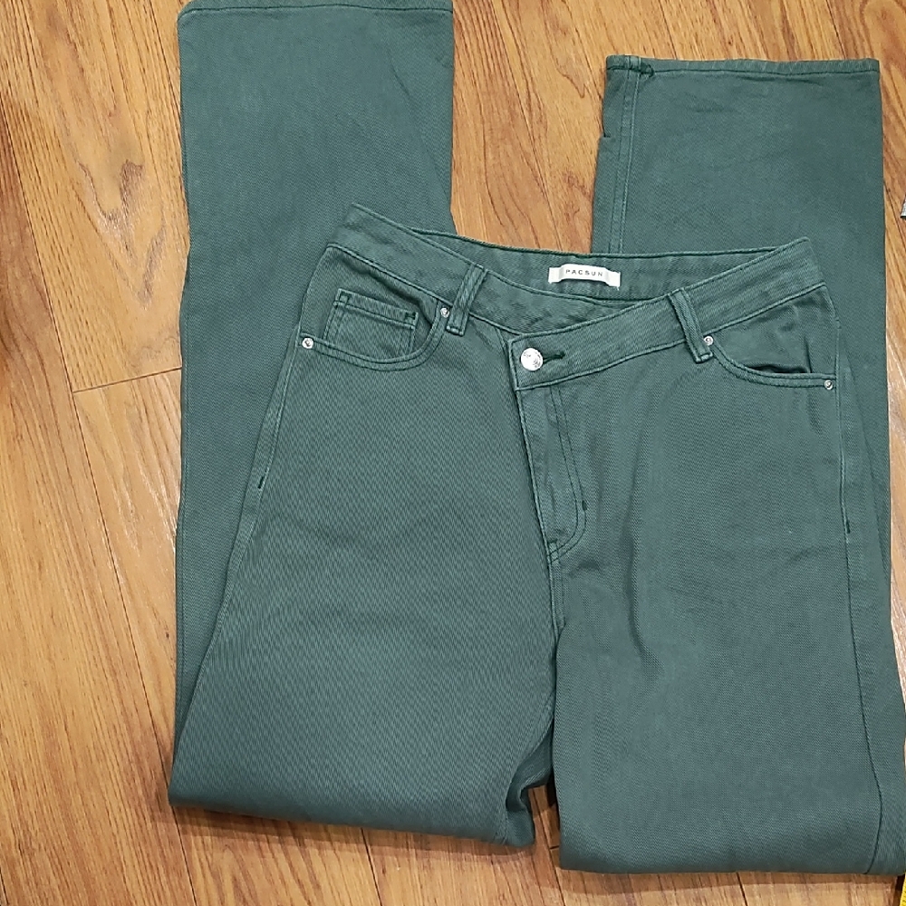 PacSun Dark Teal High-Rise Straight Jeans